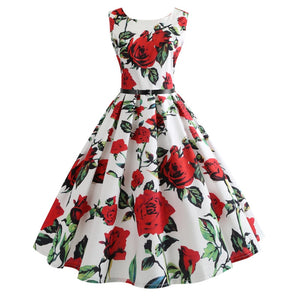 2019  Women's Clothing Collar Rose Printing Posed Dress