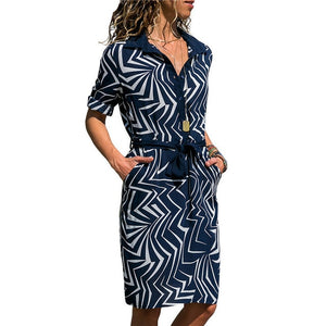 Chiffon Dress 2020 Summer Striped A-line Print Boho Beach Dresses