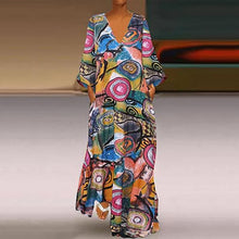 Load image into Gallery viewer, Women V Neck Sundress ZANZEA 2019 Autumn Maxi Long Dress
