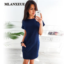 Load image into Gallery viewer, O-neck Short Sleeve Solid Party Dress
