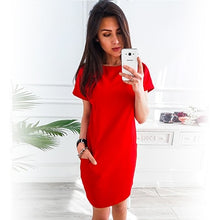 Load image into Gallery viewer, O-neck Short Sleeve Solid Party Dress

